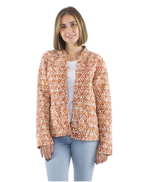 Chaqueta algodon reversible 2 estampados mangas largas