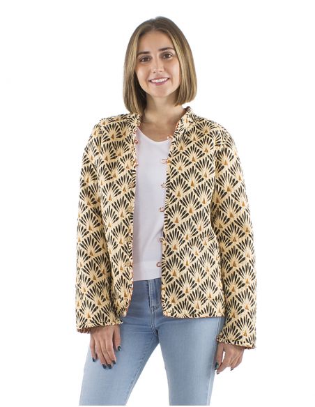 Chaqueta algodon reversible 2 estampados mangas largas