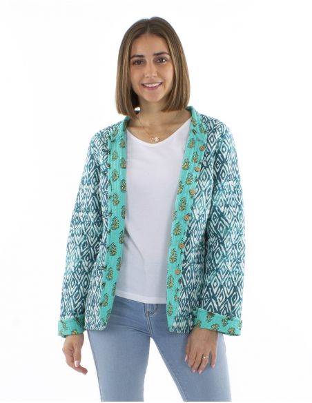 Chaqueta algodon reversible 2 estampados mangas largas