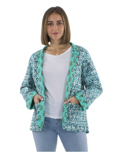 Chaqueta algodon reversible 2 estampados mangas largas