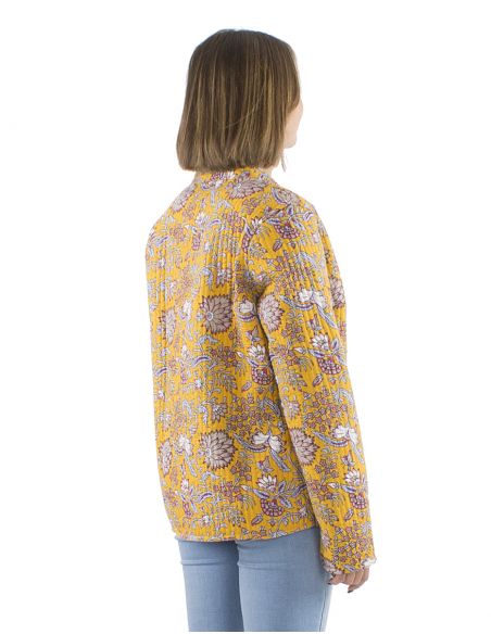 Chaqueta algodon reversible 2 estampados mangas largas
