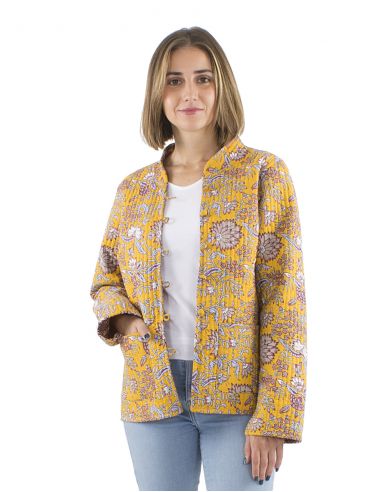 Chaqueta algodon reversible 2 estampados mangas largas
