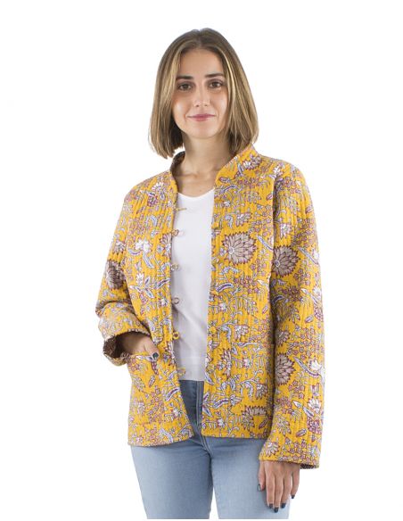 Chaqueta algodon reversible 2 estampados mangas largas