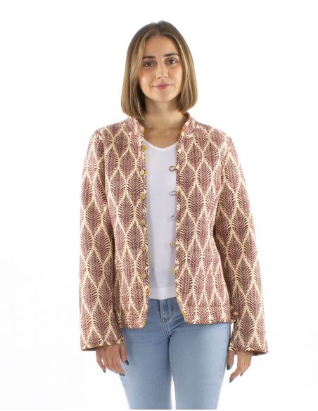 Chaqueta algodon reversible 2 estampados mangas largas