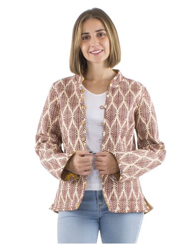 Chaqueta algodon reversible 2 estampados mangas largas