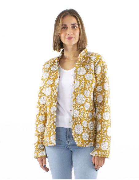 Chaqueta algodon reversible 2 estampados mangas largas