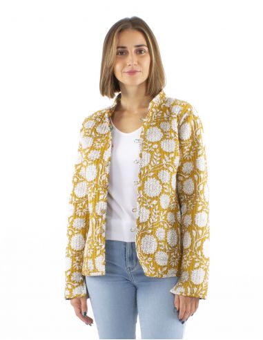 Chaqueta algodon reversible 2 estampados mangas largas