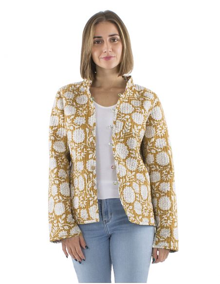 Chaqueta algodon reversible 2 estampados mangas largas