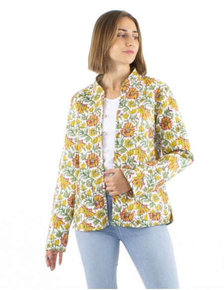 Chaqueta algodon reversible 2 estampados mangas largas