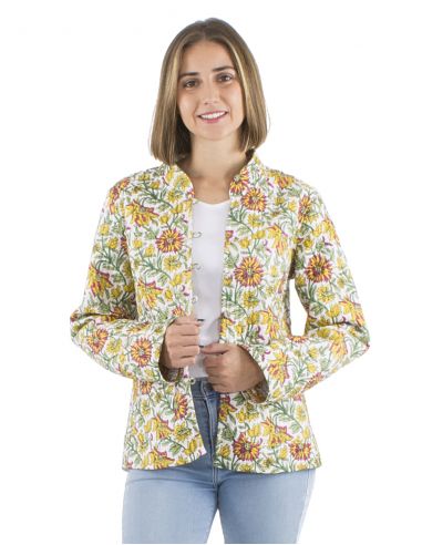 Chaqueta algodon reversible 2 estampados mangas largas