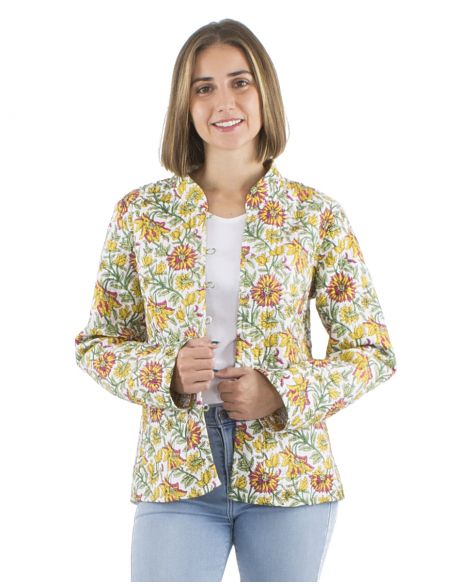 Chaqueta algodon reversible 2 estampados mangas largas