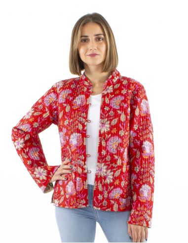 Chaqueta algodon reversible 2 estampados mangas largas