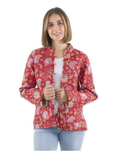Chaqueta algodon reversible 2 estampados mangas largas