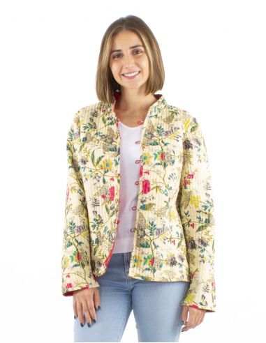 Chaqueta algodon reversible 2 estampados mangas largas