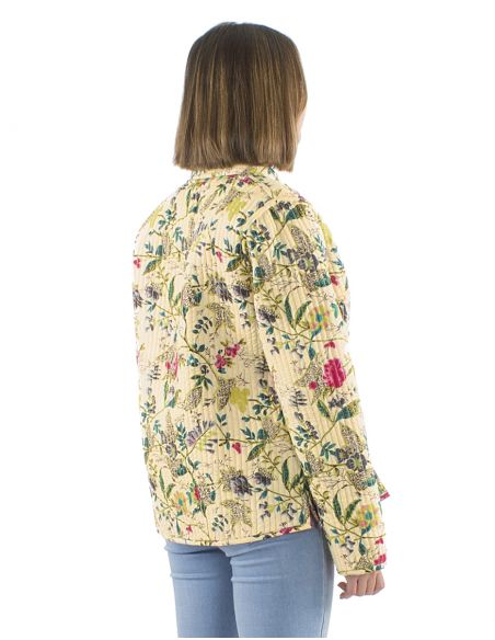Chaqueta algodon reversible 2 estampados mangas largas