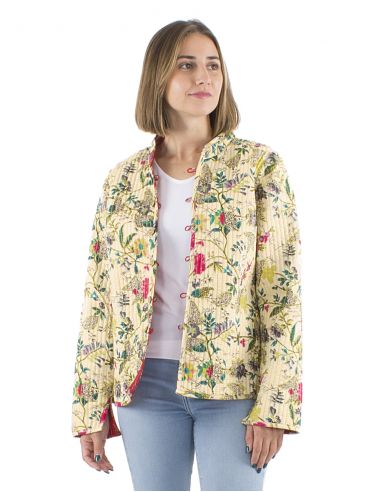 Chaqueta algodon reversible 2 estampados mangas largas