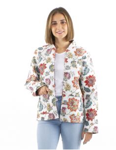 Chaqueta algodon reversible 2 estampados mangas largas