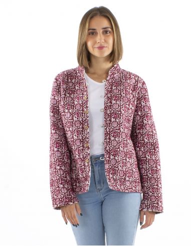 Chaqueta algodon reversible 2 estampados mangas largas