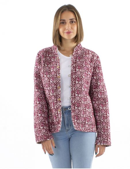 Chaqueta algodon reversible 2 estampados mangas largas