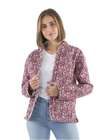 Chaqueta algodon reversible 2 estampados mangas largas