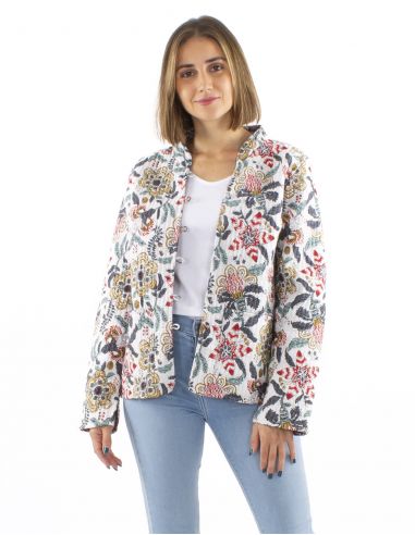 Chaqueta algodon reversible 2 estampados mangas largas
