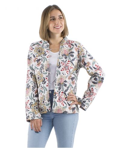 Chaqueta algodon reversible 2 estampados mangas largas