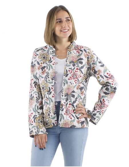 Chaqueta algodon reversible 2 estampados mangas largas