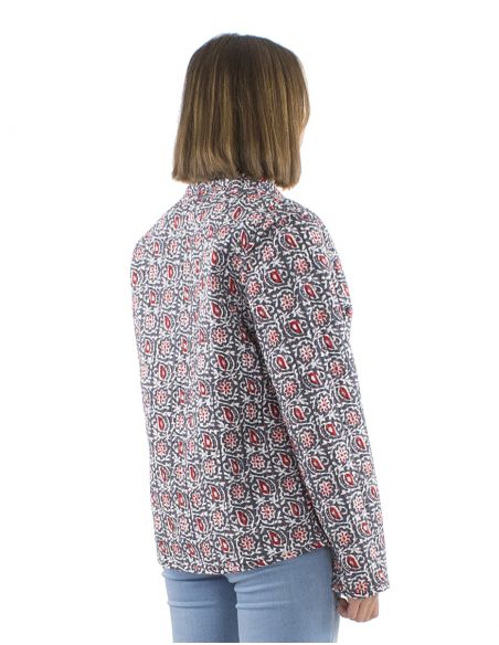 Chaqueta algodon reversible 2 estampados mangas largas