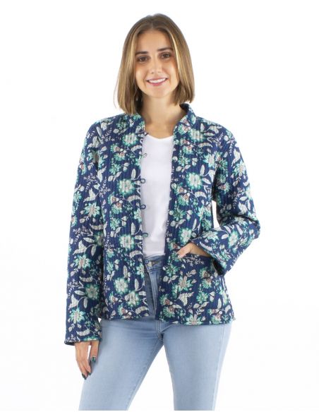 Chaqueta algodon reversible 2 estampados mangas largas