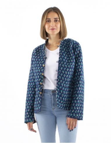 Chaqueta algodon reversible 2 estampados mangas largas