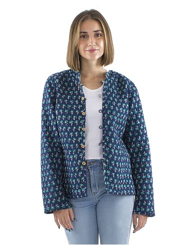 Chaqueta algodon reversible 2 estampados mangas largas