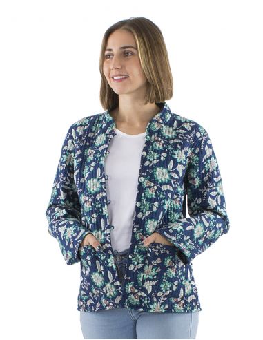 Chaqueta algodon reversible 2 estampados mangas largas