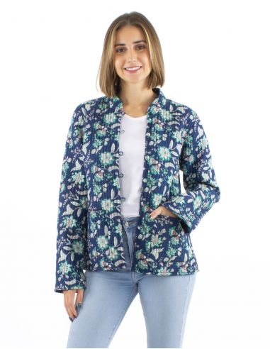 Chaqueta algodon reversible 2 estampados mangas largas