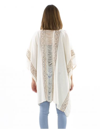 Chaqueta poncho algodon rustica sellos ajouree espalda y mangas