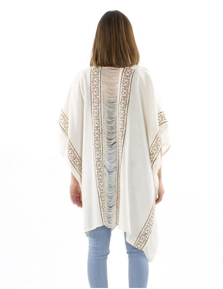 Chaqueta poncho algodon rustica sellos ajouree espalda y mangas