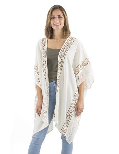 Chaqueta poncho algodon rustica sellos ajouree espalda y mangas
