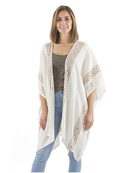 Chaqueta poncho algodon rustica sellos ajouree espalda y mangas