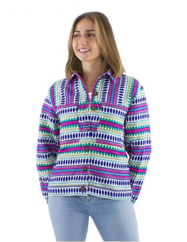 Chaqueta 70% algodon 28% acrilico 2% poliester hilo metalico Jacquard