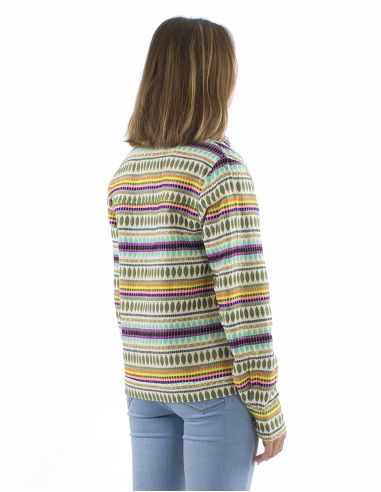 Chaqueta 70% algodon 28% acrilico 2% poliester hilo metalico Jacquard