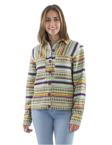 Chaqueta 70% algodon 28% acrilico 2% poliester hilo metalico Jacquard