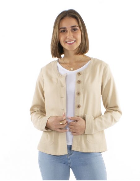 Chaqueta 70% viscosa 30% lino 2 bolsillos