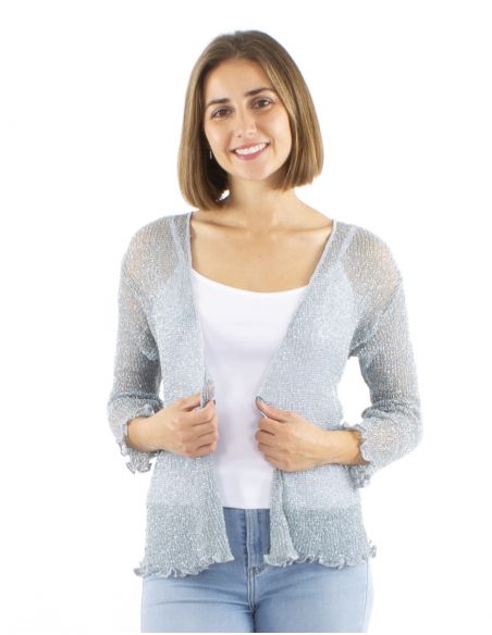 Chaqueta malla 95% poliester con 5% hilo metalico