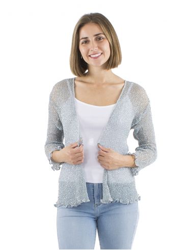 Chaqueta malla 95% poliester con 5% hilo metalico