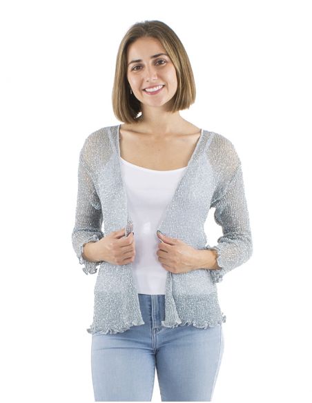 Chaqueta malla 95% poliester con 5% hilo metalico