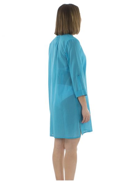 Tunica velo de algodon lisa playa mangas 3/4