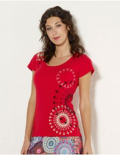 Camiseta 97% algodon 3% elastano mangas cortas estampado place