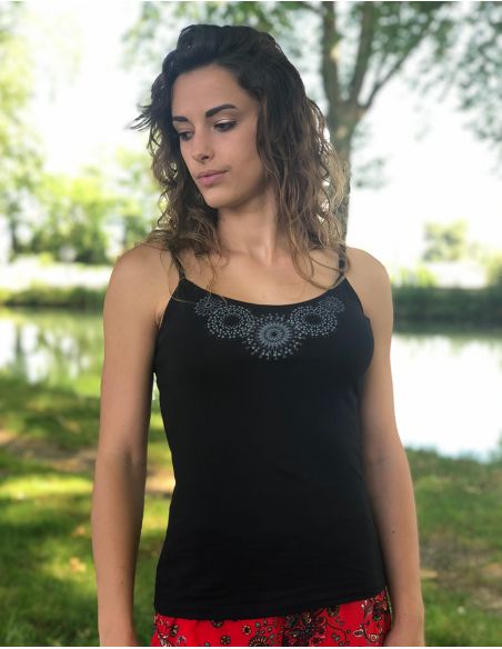 Camiseta 95% algodon 5% elastano tirantes dibujo mandala