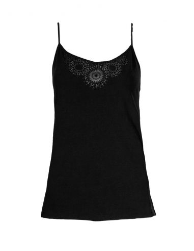 Camiseta 95% algodon 5% elastano tirantes dibujo mandala
