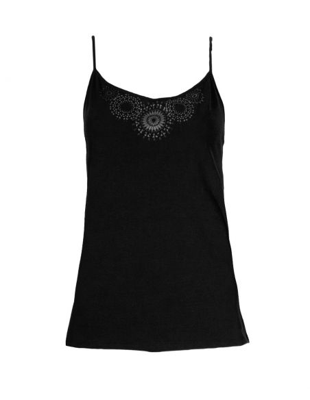 Camiseta 95% algodon 5% elastano tirantes dibujo mandala