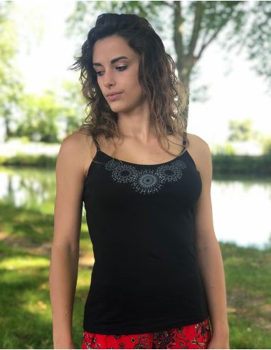 Camiseta 95% algodon 5% elastano tirantes dibujo mandala